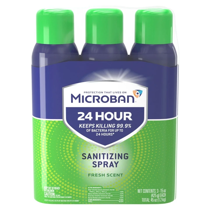 [SET OF 3] - Microban 24-Hour Disinfectant Sanitizing Spray, Fresh Scent (15 oz., 3 ct./pk.))