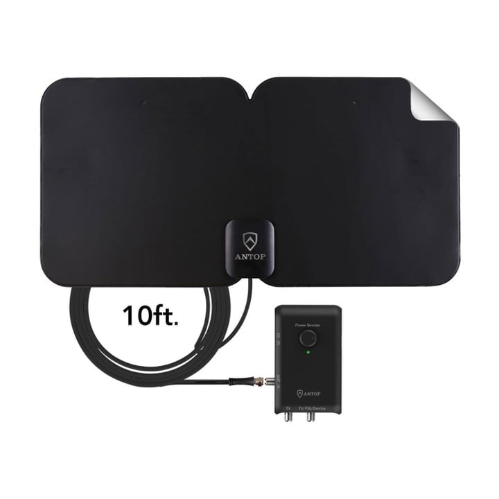 [SET OF 2] - Antop HDTV & FM Amplified Paper-Thin Antenna Featuring Smart Boost - AT-300SBS