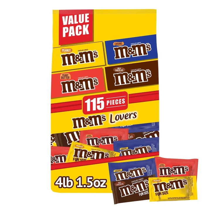 [SET OF 4] - M&M’s Chocolate Candy Assorted Fun Size Bulk Variety Pack (115 ct.)