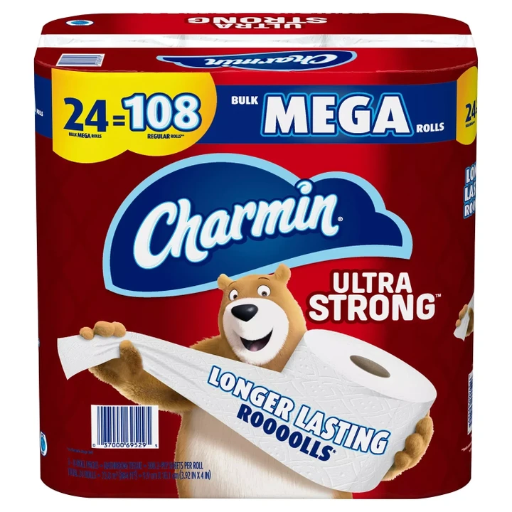 [SET OF 2] - Charmin Ultra Strong Toilet Paper Bulk Mega Rolls (308 Sheets/Roll, 24 Rolls)