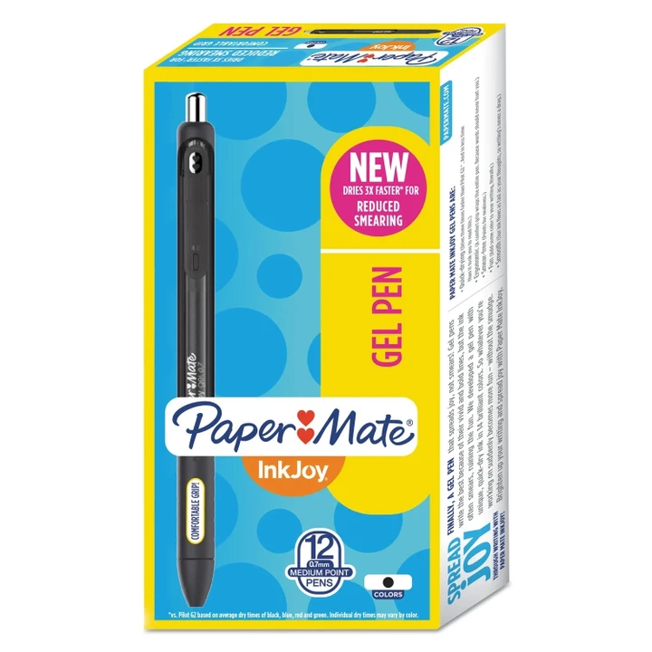 [SET OF 2] - Paper Mate InkJoy Gel Retractable Pen, 0.7mm, Medium Point, Black (12 ct.)