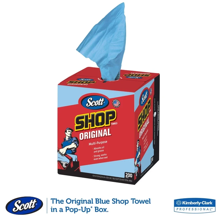 [SET OF 3] - Scott Shop Towels For Pop-Up Dispenser Box, Blue, 10" x 12" (200 sheets/box))