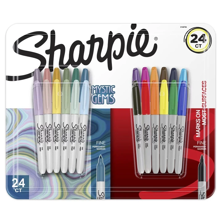 [SET OF 3] - Sharpie Permanent Marker, Fine, Assorted Colors , 24 Count