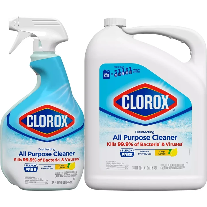 [SET OF 4] - Clorox Disinfecting All Purpose Bleach-Free Cleaner Refill, Crisp Lemon Scent (180 oz. + 32 oz./pk.)