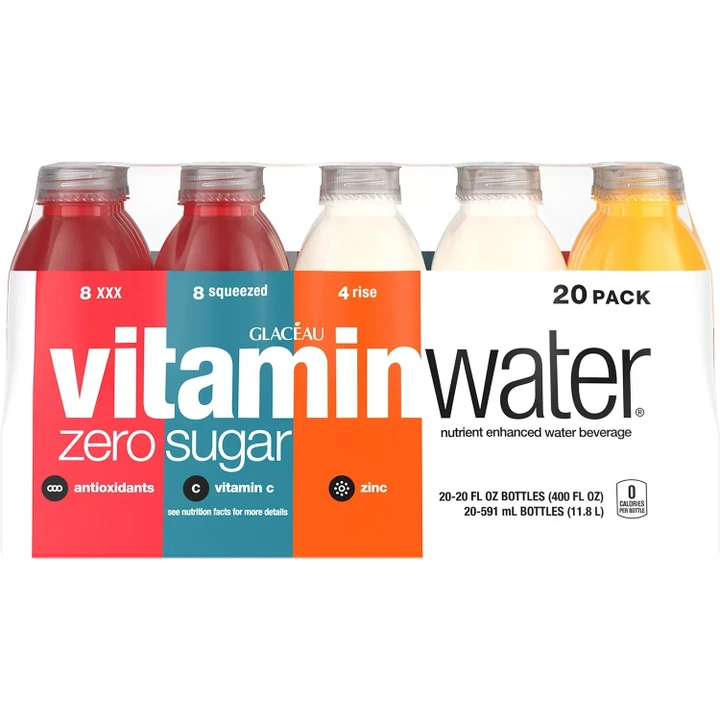 [SET OF 4] - Glaceau Vitaminwater Zero Variety Pack Nutrient Enhanced Water (20 Bottles/pk.)