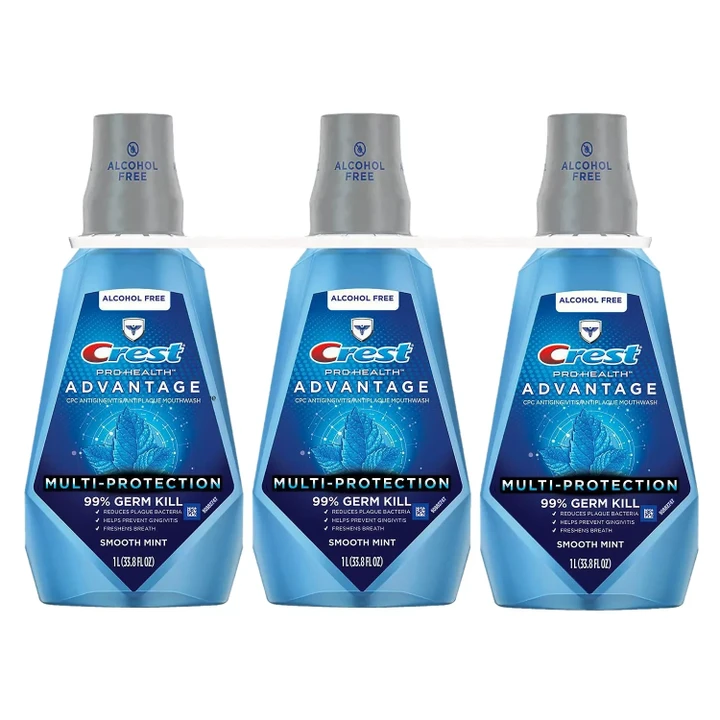 [SET OF 2] - Crest Pro-Health Advantage Mouthwash, Alcohol Free, Multi-Protection, Smooth Mint (3/Pk.) Pack of 2