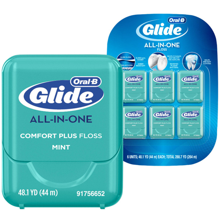 [SET OF 4] - Oral-B Glide Pro-Health Comfort Plus Dental Floss, Mint (44 m, 6 pk.)