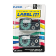 [SET OF 2] - Casio Tape Cassettes for KL Label Makers, 9mm x 26ft, Black on Clear, 2/Pack