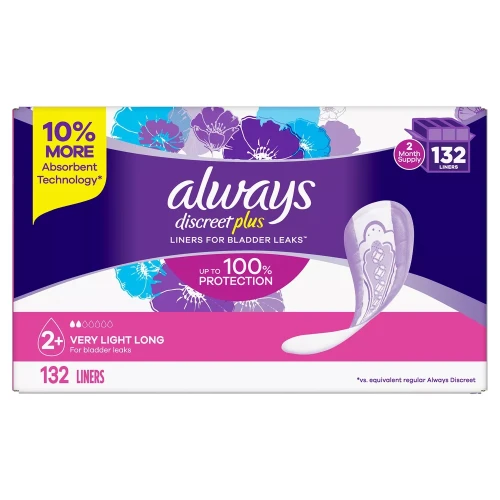 [SET OF 4] - Always Discreet plus Incontinence Liners for Women, Very Light Absorbency, Long Length (132 ct./pk.)