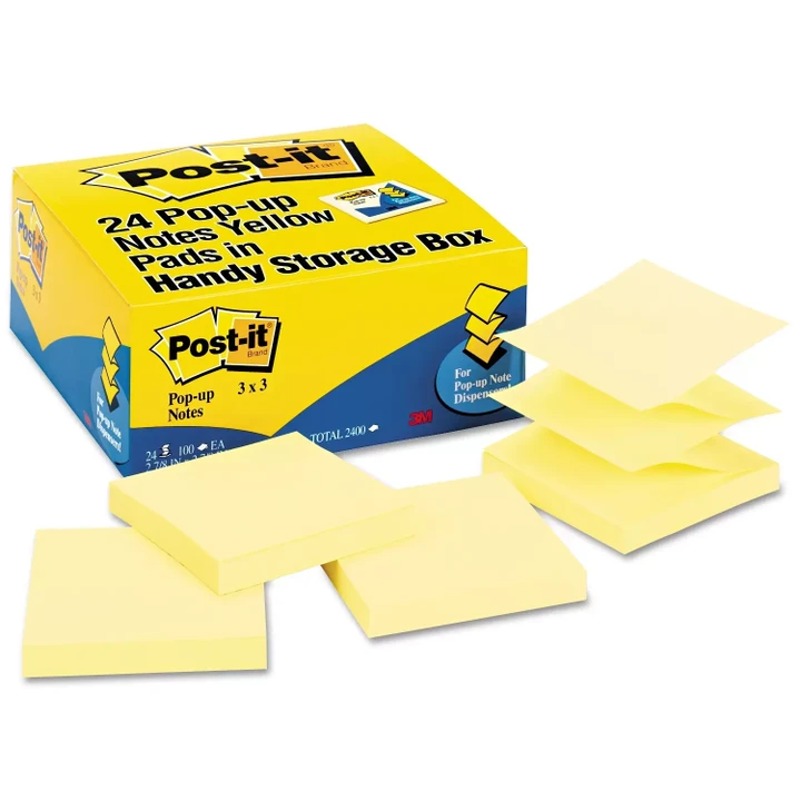 [SET OF 2] - Post-it Pop-up Notes - Original Canary Yellow Pop-Up Refill, 3 x 3, 100/Pad - 24 Pads/Pack