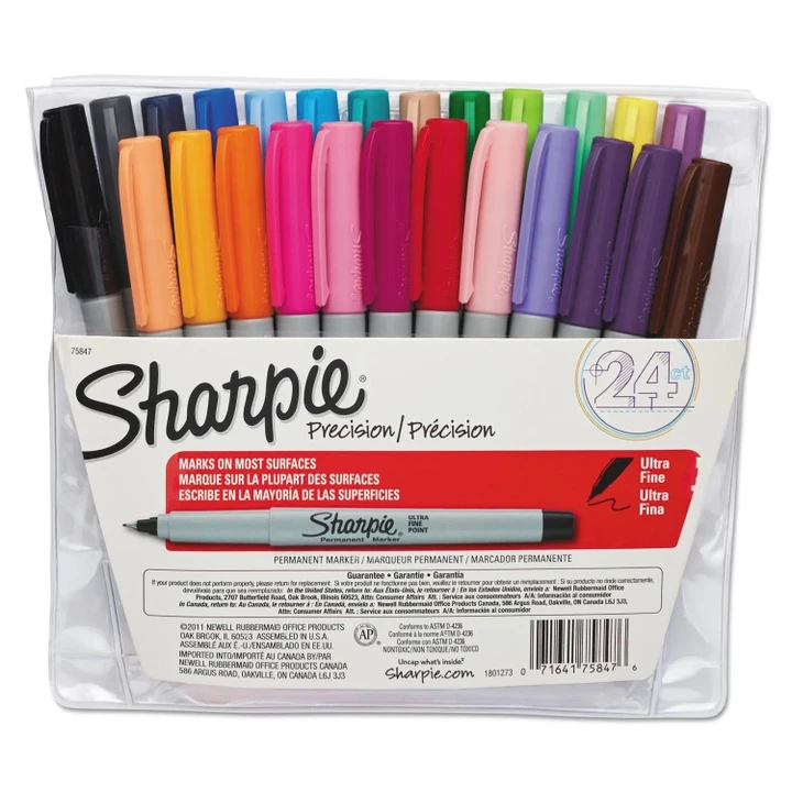 [SET OF 2] - Sharpie Permanent Markers, Ultra Fine Point, Assorted Colors, 24pk.