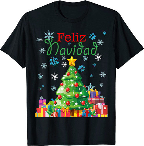 Cute Feliz Navidad Christmas Tree T-Shirt