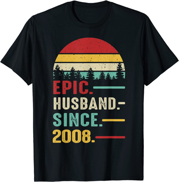 13th Wedding Anniversary Gift Ideas Epic Husband Since 2008 T-Shirt