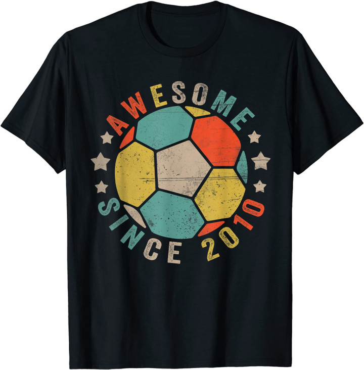 11 Years Old Gifts Awesome Since 2010 11th Birthday Soccer T-Shirt