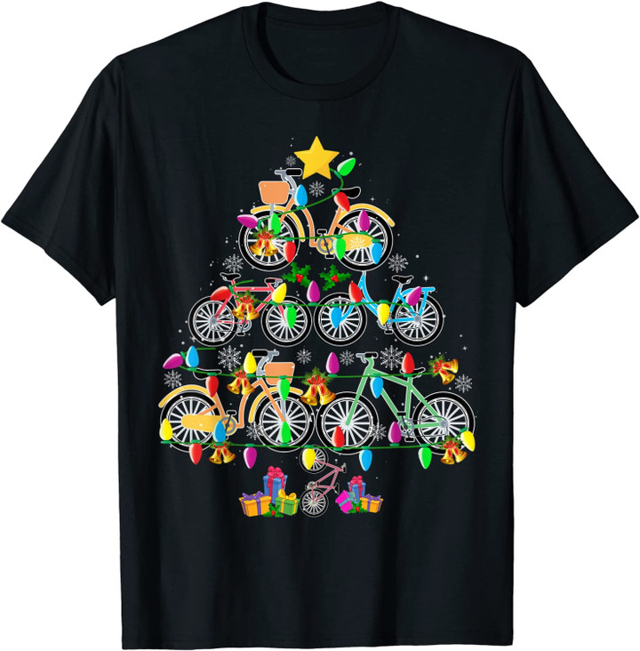 Bicycle Christmas Tree Funny Biker Bicyclist Christmas Gifts T-Shirt