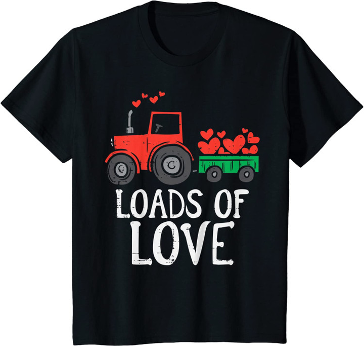 Kids Loads Of Love Tractor Cute Valentines Day Truck Toddler Boys T-Shirt