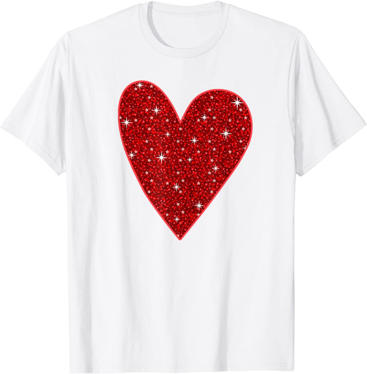 Red Heart Valentine's Day Women Girls Top T-Shirt