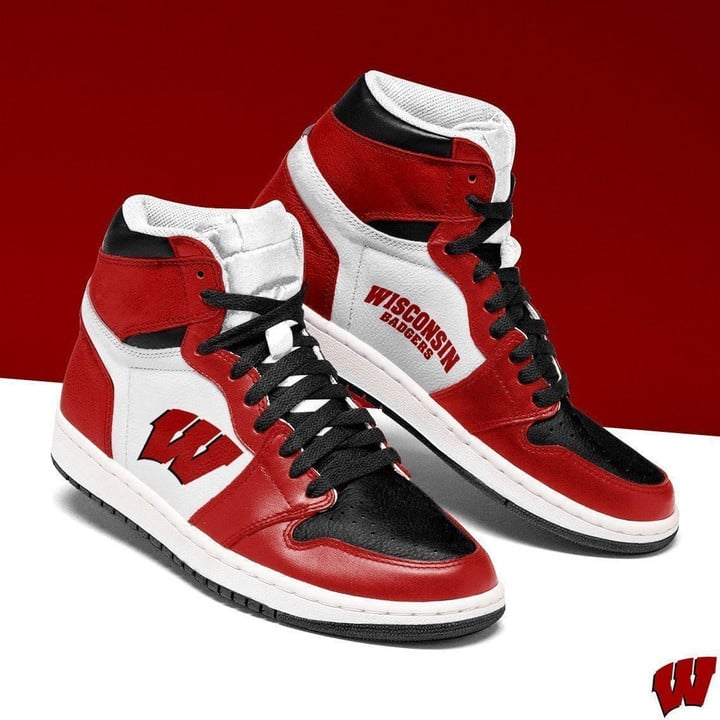 Wisconsin Badgers Ncaa Men Air Jordan Unique Wisconsin Badgers Football Custom Shoes Sport Sneakers