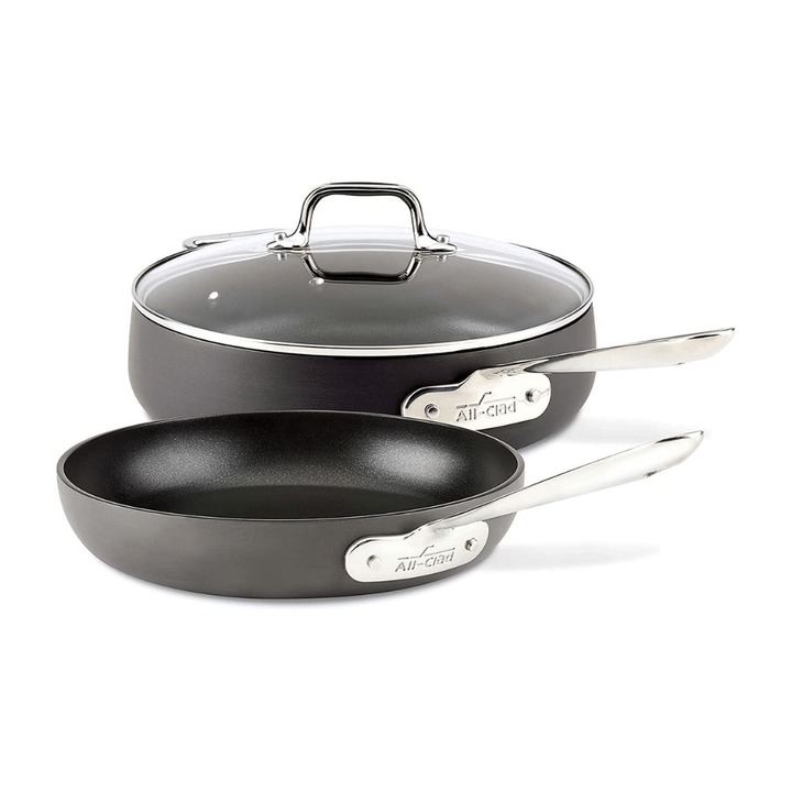 All-Clad HA1 Hard Anodized Nonstick 10-Inch 4-Quart Fry Pan With Lid, Black, 3-Piece