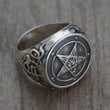 Occult Ring, Gothic Ring, Sigil of Baphomet Ring, Punk Jewelry, Witchy Biker Ring, Punk Gothic Style, Satan Cross Accessories, Father's Day Gift