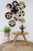 Set of 9 Boho Wall Basket Decor, Bohemian Wall Art, Seagrass Woven Wall Basket Plates, Handmade Decorative Bowl with Hook, Wicker Wall Tray