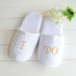 Personalized I DO Wedding Slippers/Wedding Bride & Bridesmaid Custome Name Slippers/Bachelorette Party Favors Gifts/Wedding Gifts/Couple Gifts