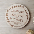 Rustic Floral Wooden Wedding/ Save The Date Magnets / Custom Wood Boho Bridal Shower Centerpieces / Laser Engraved Name And Date