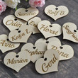 Heart Custom Wood Laser Cut Guest Names Place Setting /Personalized Wood Signs Table/ Wedding Name Cards / Calligraphy Gift Favors