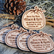 Pumpkin Design Hardwood Save the Date Magnets, Custom Engraved Invitations, Wedding gift