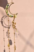 Green Fairy Moon Crystal Suncatcher/Hanging Prism/Rainbow Maker/lightcatcher/Car charm accessories/ornaments/negative energy removal
