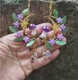 PURPLE Mushroom Standing on Moon with Fairy Earrings Dangle Earrings/Forest Woodland Fairy/Gift for Her/Celestial Metaphysical Jewelry