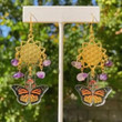 Handmade Boho Monarch Butterfly Flower of Life Earrings Amythest Forest Woodland/Celestial Metaphysical Jewelry/Boho Bohemian Drop Jewelry