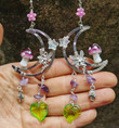 Amethyst Purple Mushrooms Earrings/Crescent Moons/Fairy Elf Statement witch Earrings/fairy Earrings/Boho Earrings/Witchy Statement Earrings