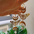 Gold Silver Moon Butterfly Earrings/Wanderlust Jewelry/Hypoallergenic Earrings Witchy Gypsy Earrings/Moon Wanderlust Jewelry/Gift for mom
