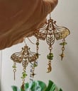 Moth Earrings/PERIDOT Gemstone Dangle Earrings/Moon Wanderlust Jewelry, Hypoallergenic Boho Earrings Witchy Gypsy Earring/Gift for mom