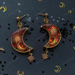 Whimsical Sun Moon Stars Resin Art Statement Earrings crescent moon jewelry Earrings/Moon Wanderlust Jewelry/Gift for mom