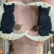 Black cat moon dangle earrings/Handmade polymer clay jewelry/Crescent moon jewelry Earrings/Moon Wanderlust Jewelry/Gift for mom