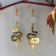 White Opal Celestial Snake Earrings/Snake Moon Earrings/Crystals Drop Earrings/Wicthy Witch Wicca Earring/Christmas Earrings