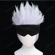 Anime Jujutsu Kaisen Cosplay Wigs Gojo Satoru Wig Short Heat Resistant Synthetic Hair Wigs + Wig Cap + Glasses/Jujutsu Anime Cosplay