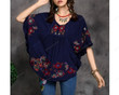Vintage Ethnic Floral Embroidery Floral High Street Blouse Cotton Batwing Boho Tunic Hippie Blouse Tops/Linen Clothing/Summer Beach Clothing