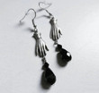 Hand Black beaded pendants earrings Hanging Dangle earringsFace Moon and Star Earrings Large Hoop Earrings/Gothic Earrings