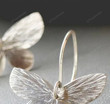 Butterfly Silver Color Drop Earrings, Butterfly Dangle Earrings, Jewelry Gift, Gothic Accessories, Retro Butterfly Earrings, Gift For Her