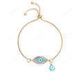 Turkish Lucky Blue Crystal Evil Eye Bracelets/ Handmade Gold Chains/ Lucky Jewelry Family Appropriate Gifts/ Protection bracelet/ Evil Eye
