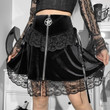 Fairy Gruneg Punk Pentagram Zipper Skirt Goth Vintage Sexy Velvet High Waist Lace Up Mini Skirts E Girl Streetwear Gothic Clothing For Girl