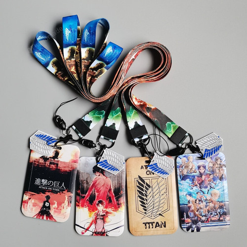 Attack on Titan Neck Strap Lanyards Keychain lanyard with id holder Holder Card Pass Hang Rope Lariat Keyring Accessories/Anime gifts