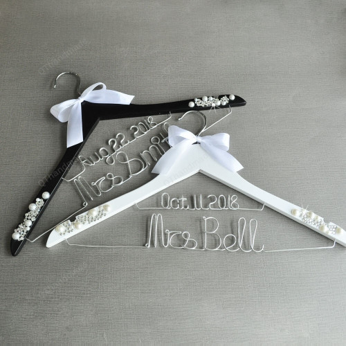 Personalized Bridal Hanger Wedding Dress Hanger Wire Bride Hanger Bridesmaid Gift Bridal Shower Gift Custom