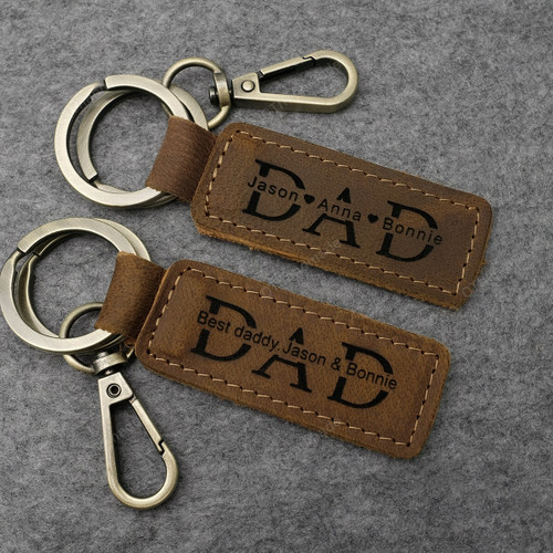 Personalized Dad Keychain/LeatherKeychain/New Dad Gift/Engraved Dad Keyring/First Fathers Day/Gift For Him/Custom Name Keychain