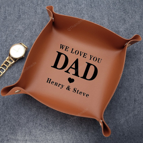 Personalized Leather Valet Tray/ Dad Gift /Desktop Storage Tray /Desk Organizer/ Home Decor/ Couple Wedding Gifts/ Leather Catchall/Gift For Him/Father's Day Gift