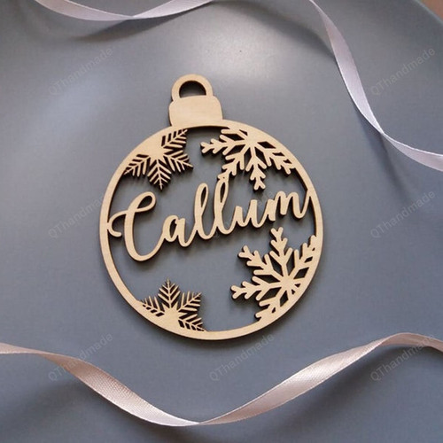 Custom Names Christmas Tags, Christmas Tree Hanging, Customize Wooden Bauble Ornament, Xmas Tree Decoration Gift, Wood Hanging
