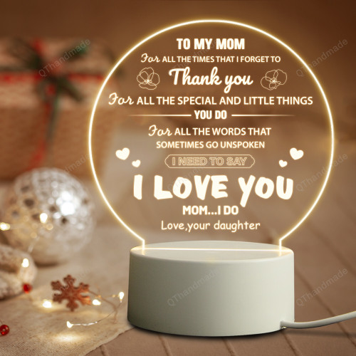 Engraved 3D Warm Night Lights Acrylic USB Night Lamp / Gift For Mother's Day / Round Moon Lamp / Bedroom Decoration